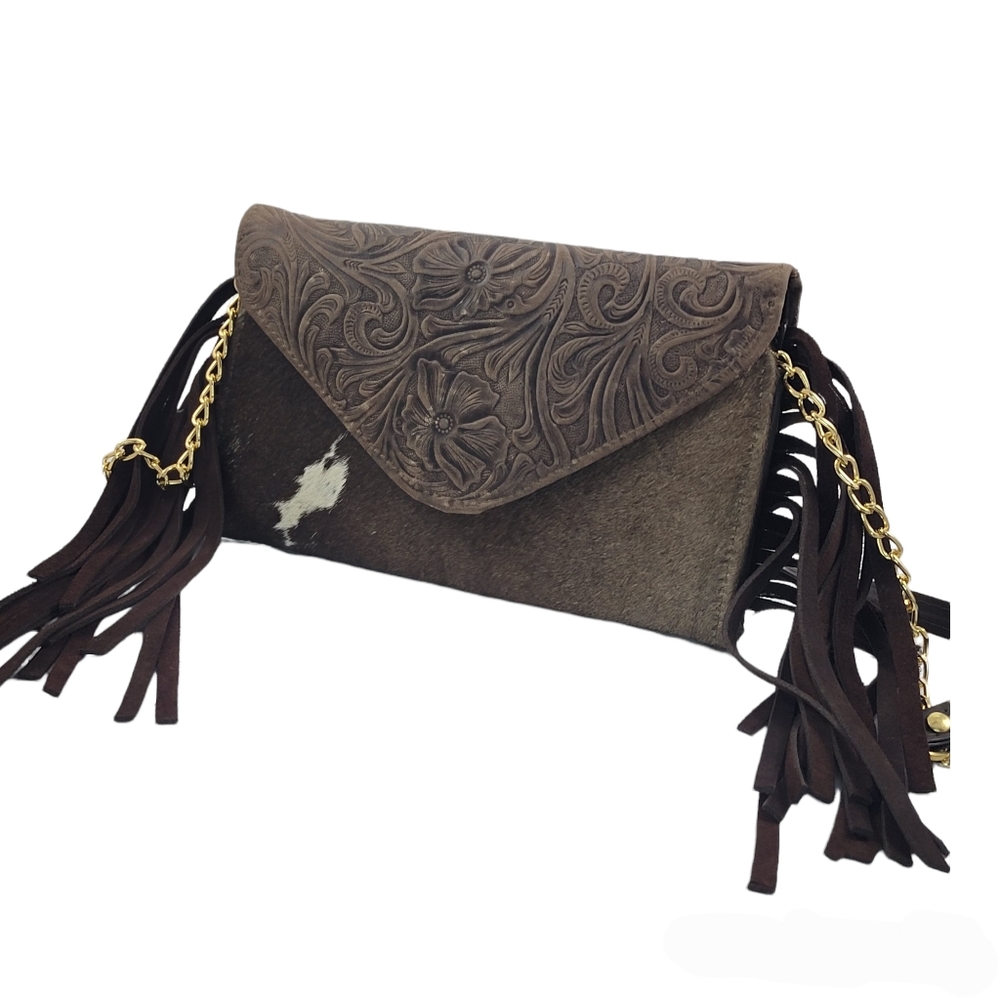 NEW. Western Crossbody Bag. Genuine Leather. Real Cow Hair. Handcrafted. Cowhide